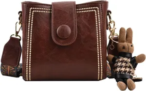 Bootara Bucket Bag, Vintage Crossbody Bag Women's Vintage Bunny Charm Bucket Bag