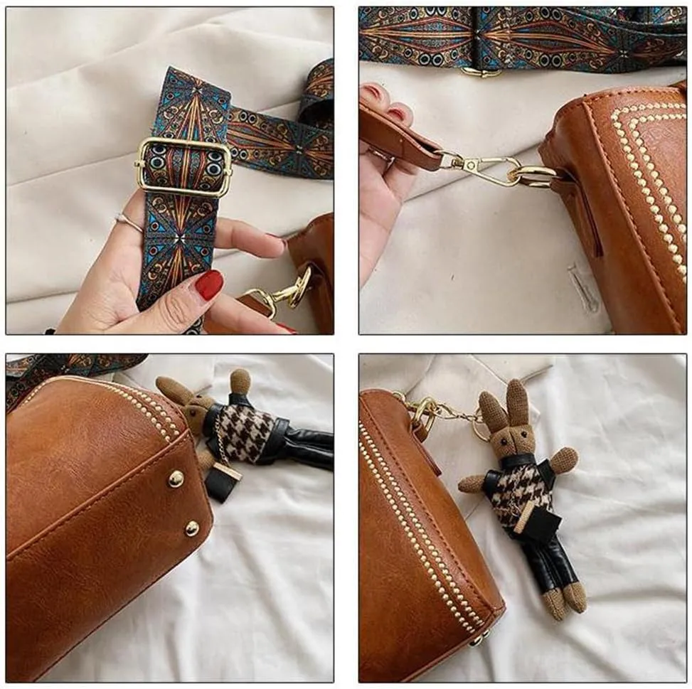 Bootara Bucket Bag, Vintage Crossbody Bag Women's Vintage Bunny Charm Bucket Bag