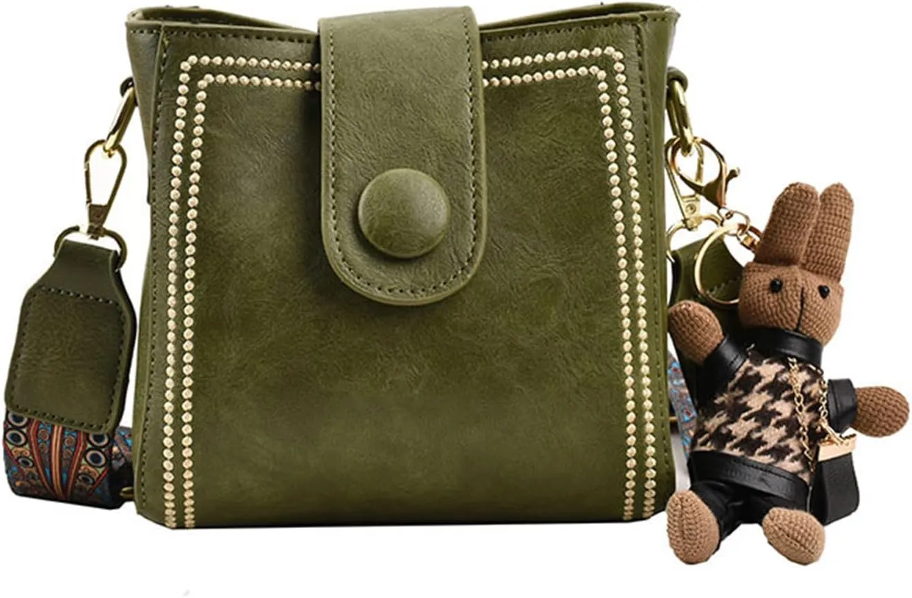 Bootara Bucket Bag, Vintage Crossbody Bag Women's Vintage Bunny Charm Bucket Bag