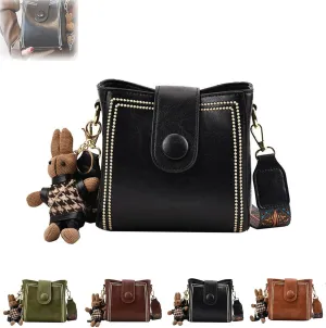 Bootara Bucket Bag, Vintage Fashion Bag, Vintage Retro Small Water Bucket Bags for Women, with Cute Doll Pendants