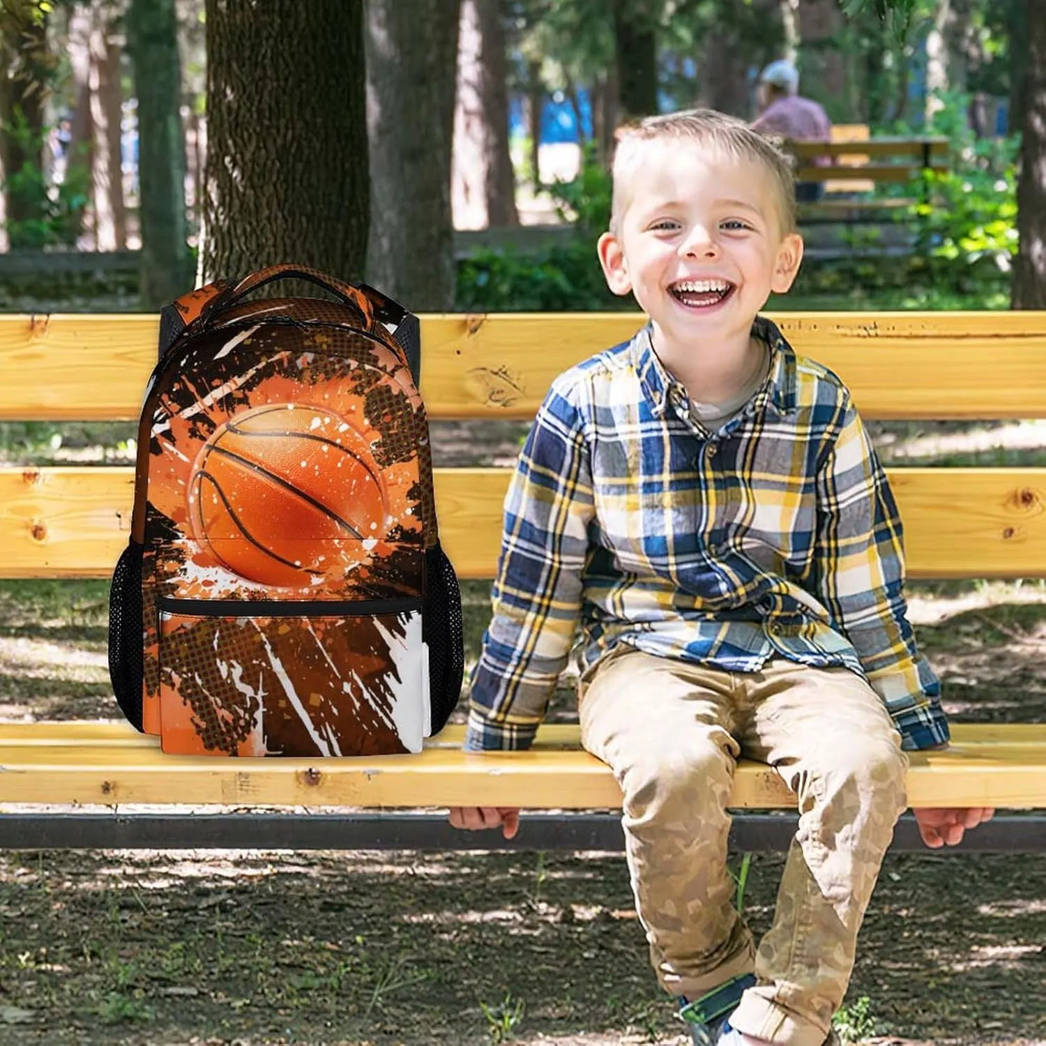 Boys Backpack - Basketball Backpacks for Kids - 17 Inch Sports Theme Bookbag for Elementary Middle School - Cool School Bag for Teens Youth