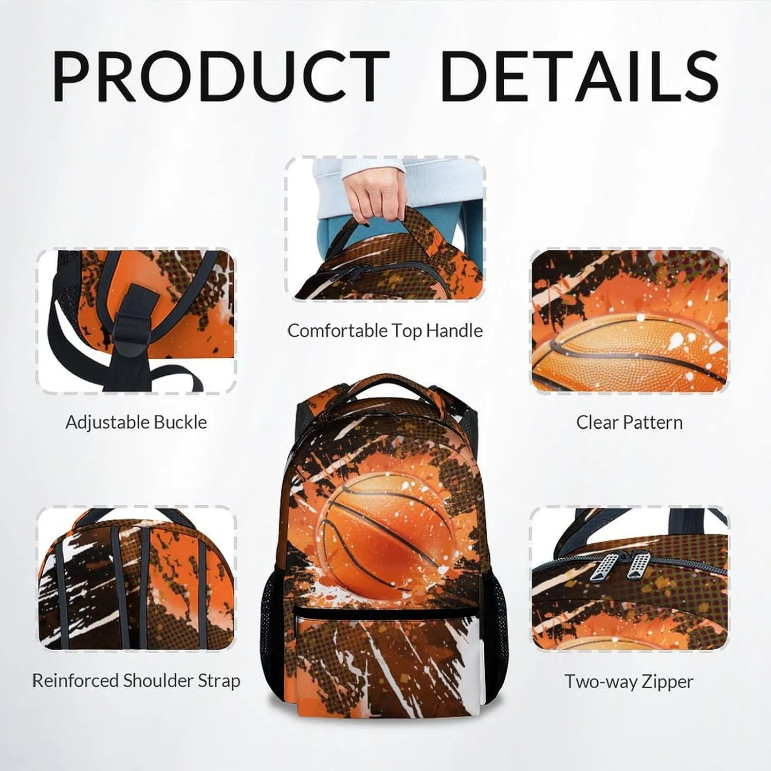 Boys Backpack - Basketball Backpacks for Kids - 17 Inch Sports Theme Bookbag for Elementary Middle School - Cool School Bag for Teens Youth