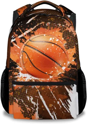 Boys Backpack - Basketball Backpacks for Kids - 17 Inch Sports Theme Bookbag for Elementary Middle School - Cool School Bag for Teens Youth