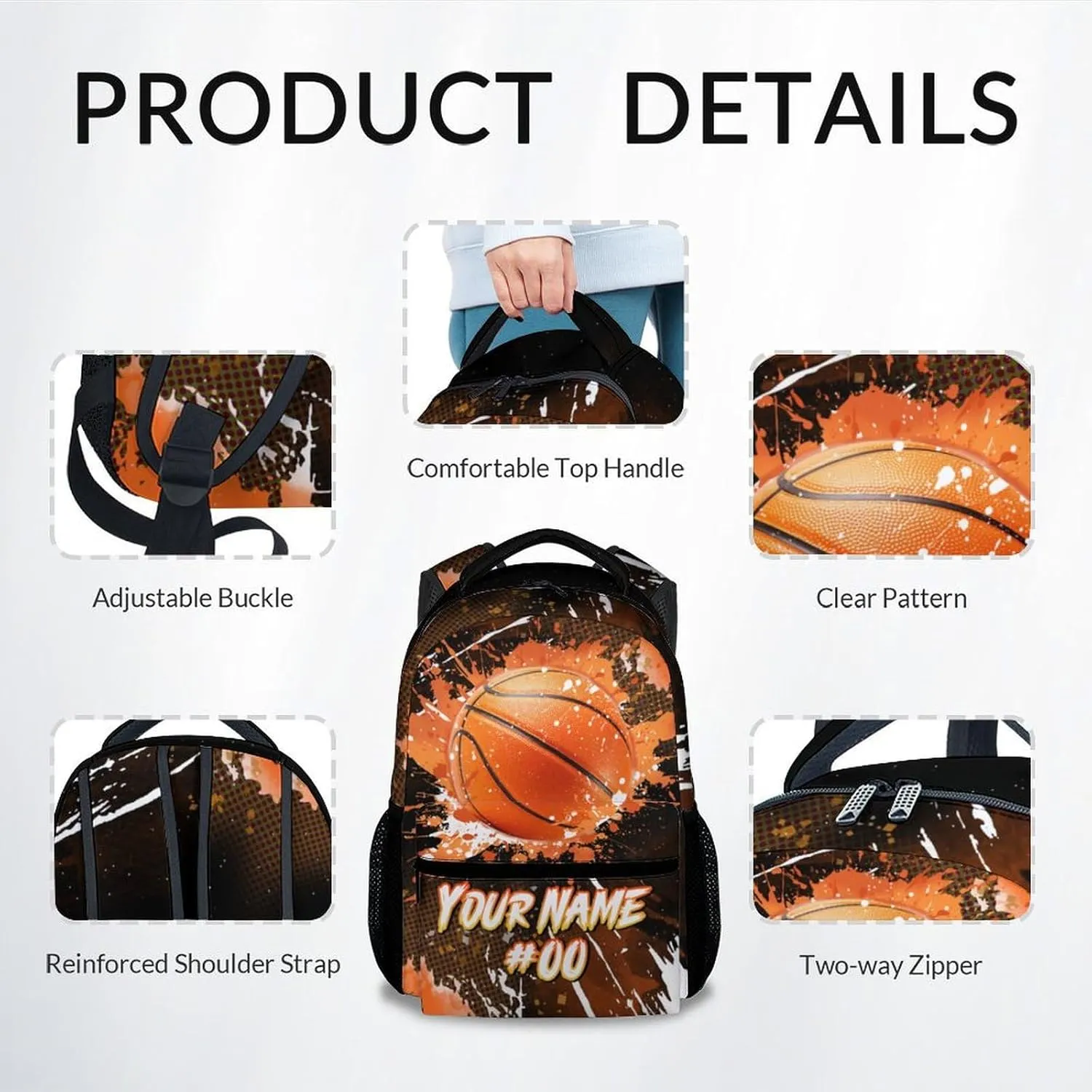 Boys Backpack - Personalized Basketball Backpacks for Kids - 17 Inch Sports Theme Bookbag for Elementary Middle School - Cool School Bag for Teens Youth