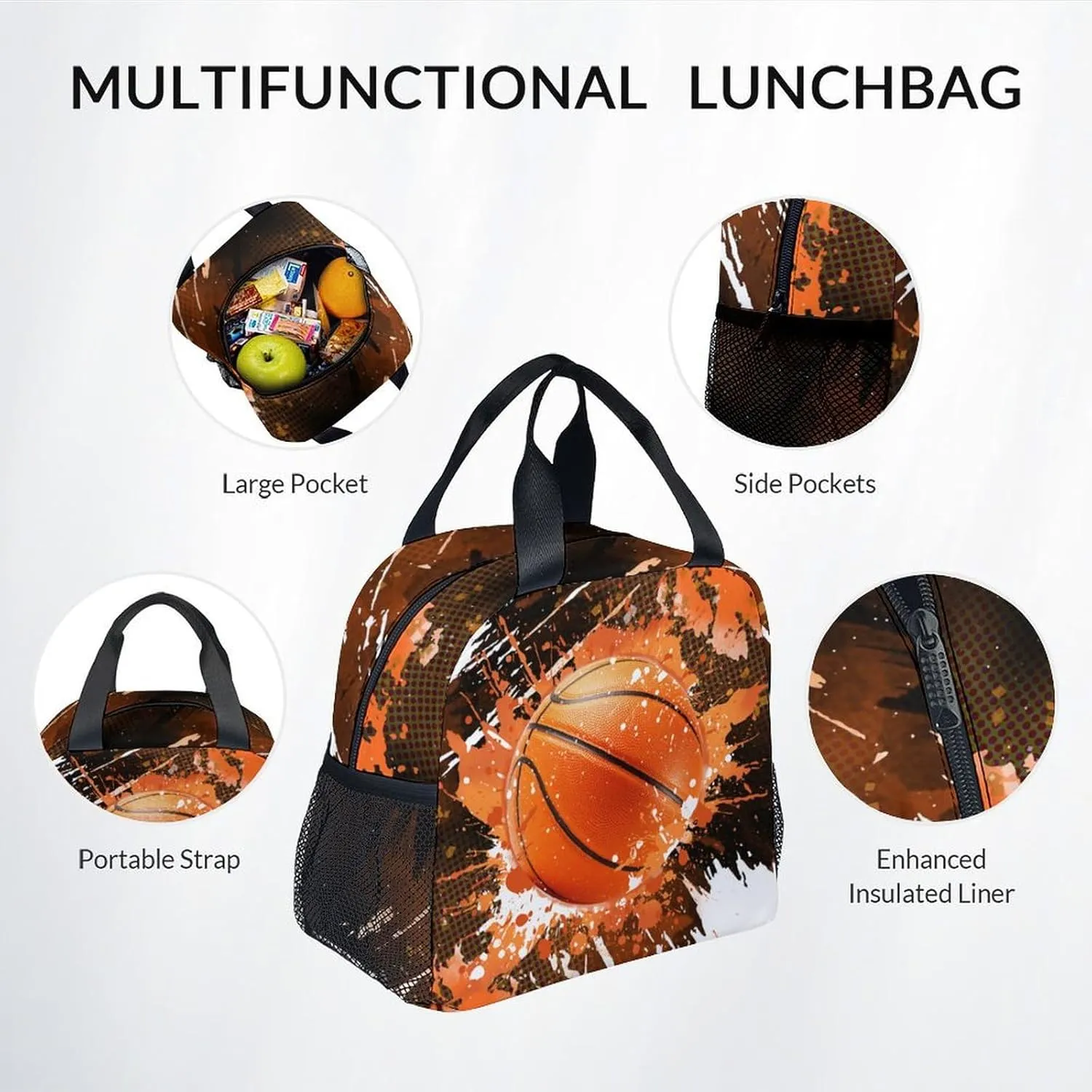 Boys Backpack Set - Basketball Backpacks for Kids - Sports Theme Bookbag for Elementary Middle School - Cool School Bag with Lunch Box & Pencil Case