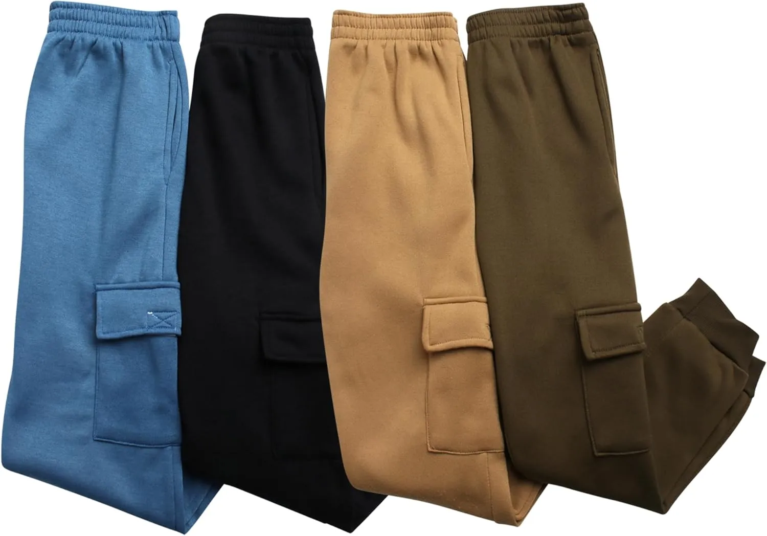 Boys' Sweatpants - 4 Pack Active Fleece Cargo and Basic Jogger Pants (Size: 4-18)