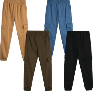 Boys' Sweatpants - 4 Pack Active Fleece Cargo and Basic Jogger Pants (Size: 4-18)