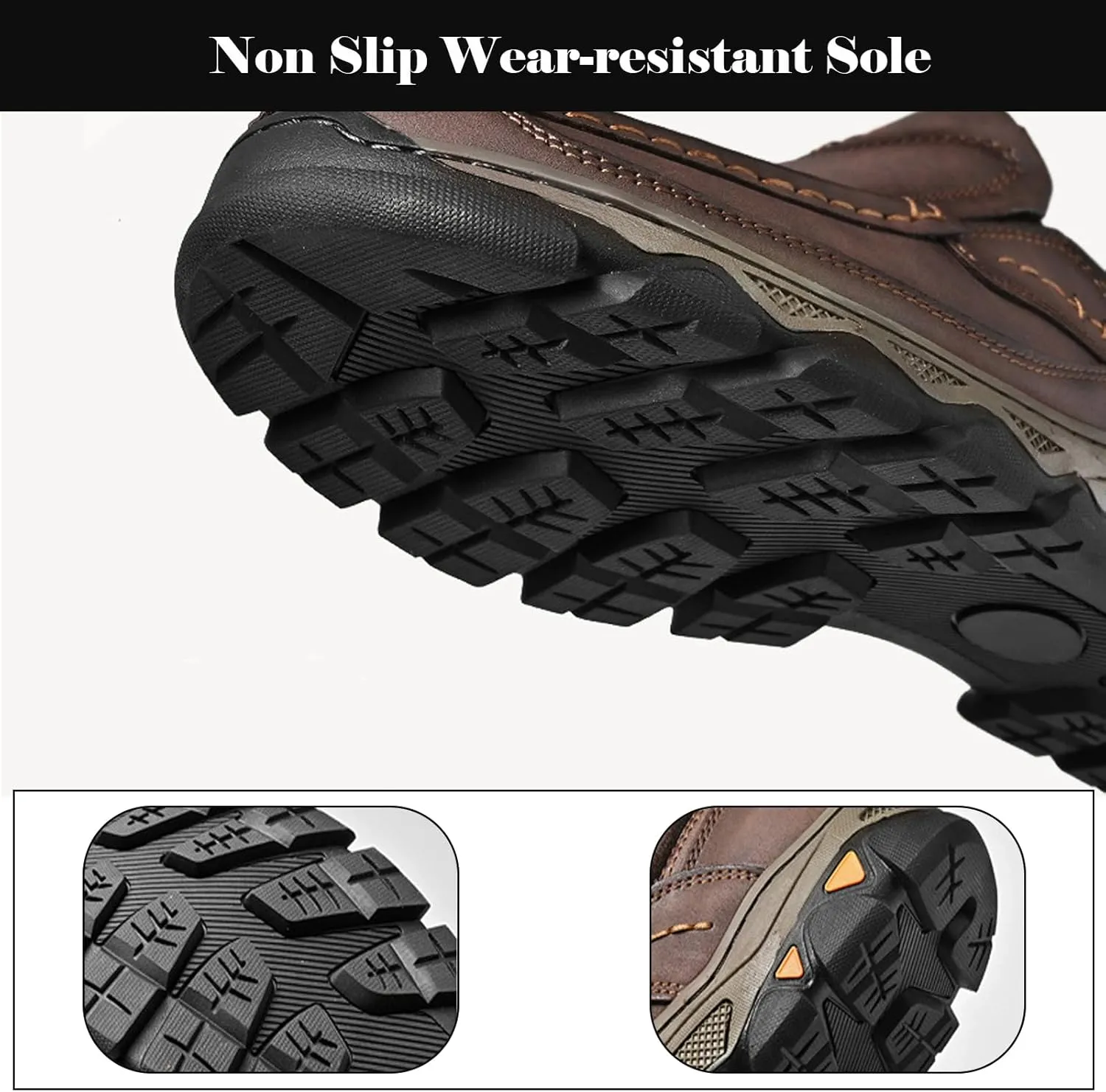 bumuam Men's Slip On Leather Shoes Walking Work Loafers Lightweight Casual Sneakers Outdoor Comfortable Fashion Hiking Shoes for Travel, Camping, Running