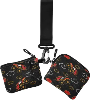Cartoon Truck Fire Pattern Black Women's Coin Purses Card Cases Compact Size Coin Purse Wallet Bag with Zipper Coin Pocket for Ladies Girls 2 Pcs
