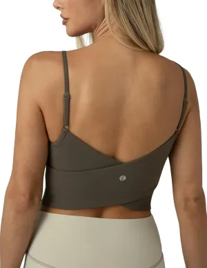 Colorfulkoala Women's Dreamlux Crop Tank Tops with Built in Bra Adjustable Spaghetti Strap Workout Yoga Camisole