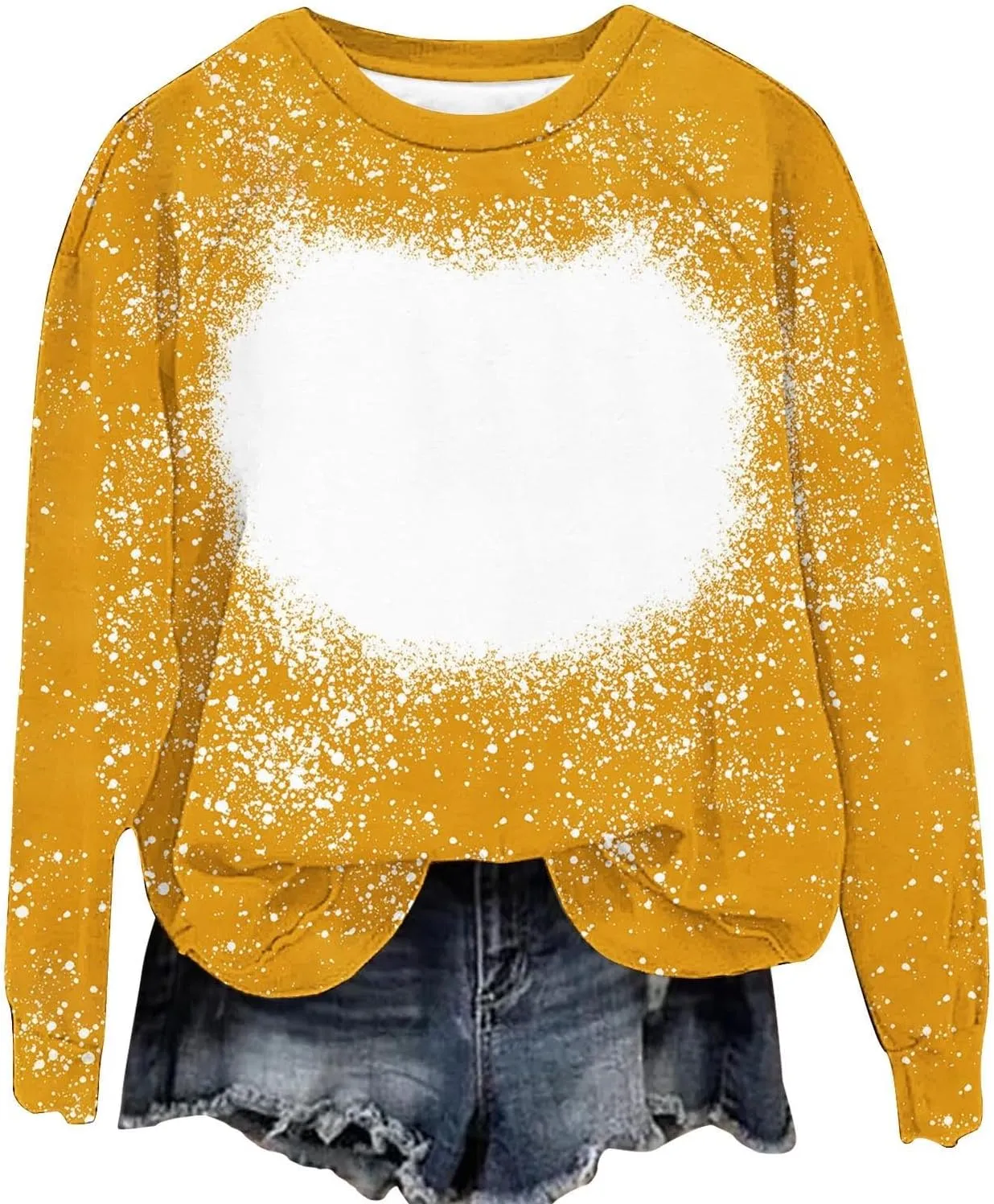 Comfy Sweatshirts for Women Loose Fit Long Sleeve Bleached Sublimation Shirts Casual Polyester Blanks Top DIY Clothes