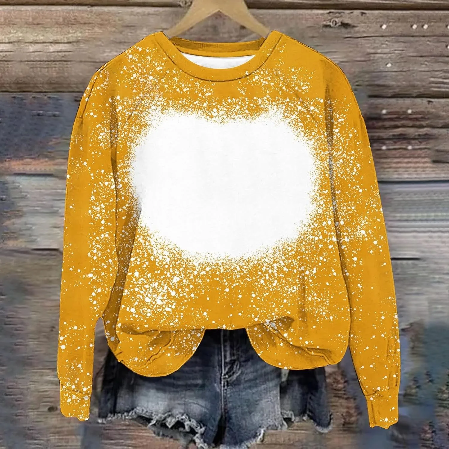 Comfy Sweatshirts for Women Loose Fit Long Sleeve Bleached Sublimation Shirts Casual Polyester Blanks Top DIY Clothes