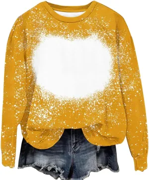 Comfy Sweatshirts for Women Loose Fit Long Sleeve Bleached Sublimation Shirts Casual Polyester Blanks Top DIY Clothes