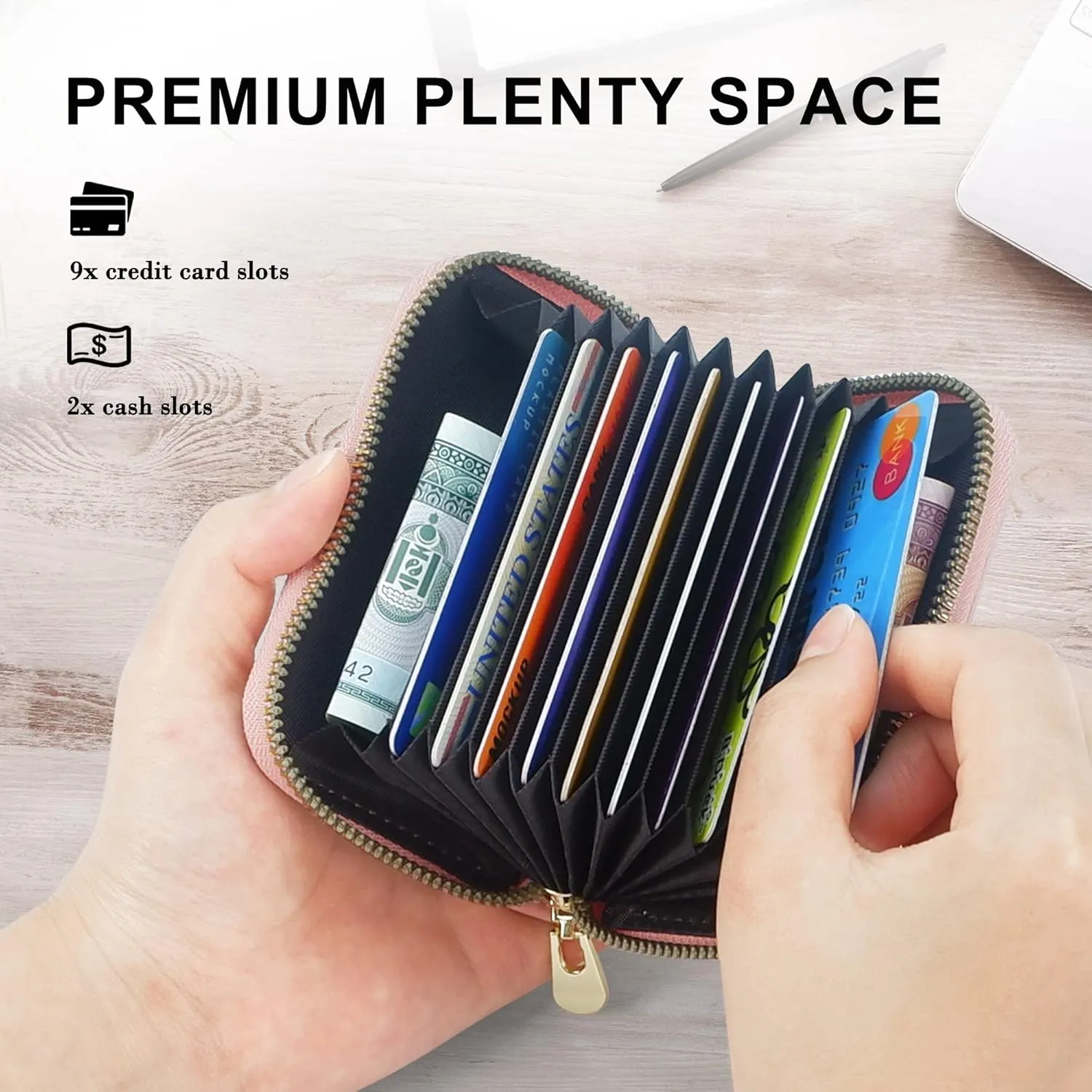 CONISY Cute Credit Card Holder for Women, RFID Leather Small Card Holder Wallet - Smiley