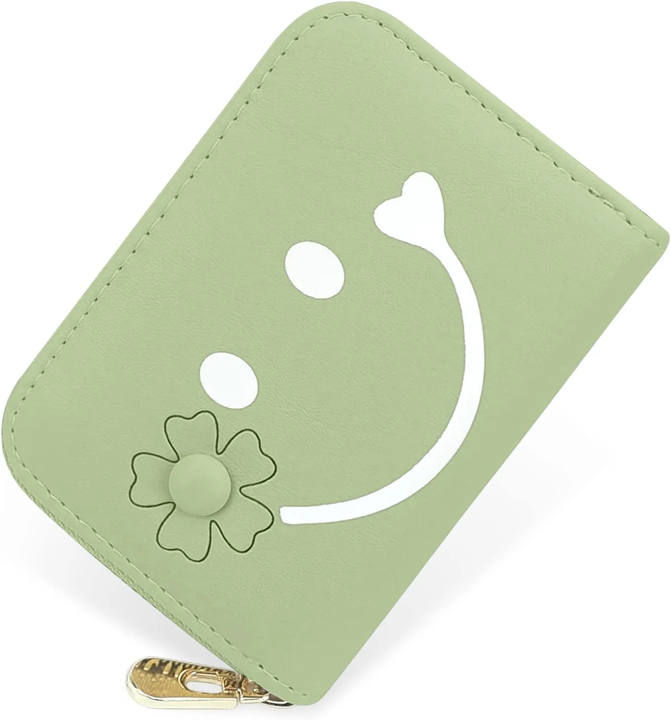 CONISY Cute Credit Card Holder for Women, RFID Leather Small Card Holder Wallet - Smiley