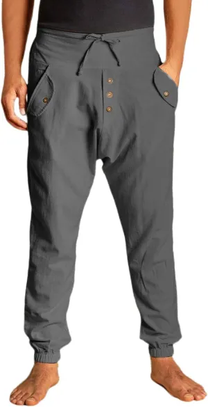 Cotton Linen Pants for Men High Rise Stretch Pants Loose Fit Simple Trousers Casual Trousers with Button Decoration