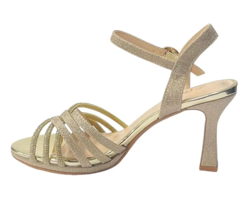 Crossover Rhinestone Glitter Strap Open Toe Shoes