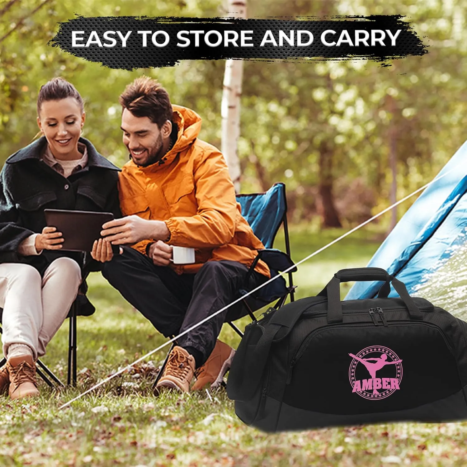 Custom Gym Duffle Bag with Shoe Compartment | Personalized Travel Duffle Bag for Men & Women | Large Sports Duffel Bag for Travel, Great for Storing Gear, Clothing, Ice Skating Duffel Bag Black
