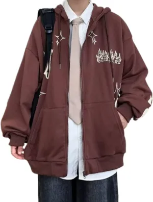 CUTEGAL Aesthetic Y2K Gothic Graphic Flame Cross Print Streetwear Oversized Unisex 2023AW Hoodie