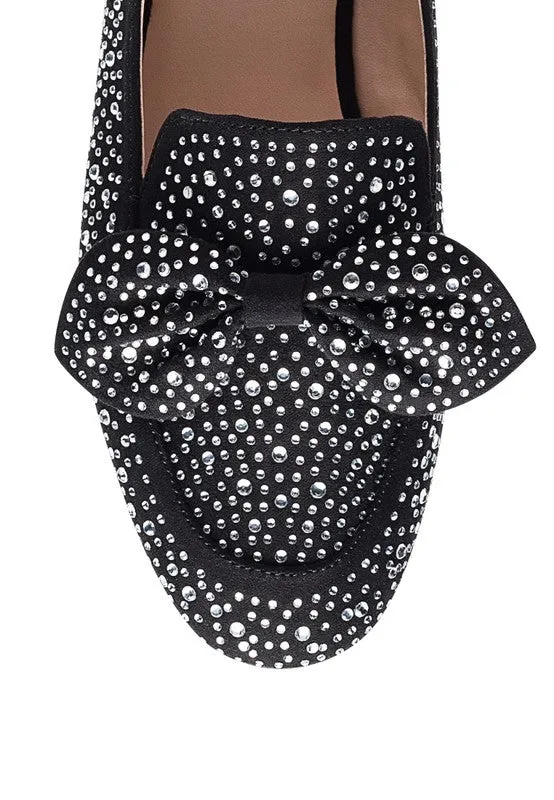 DEWDROPS Embellished Bejeweled Women's Bow Loafer