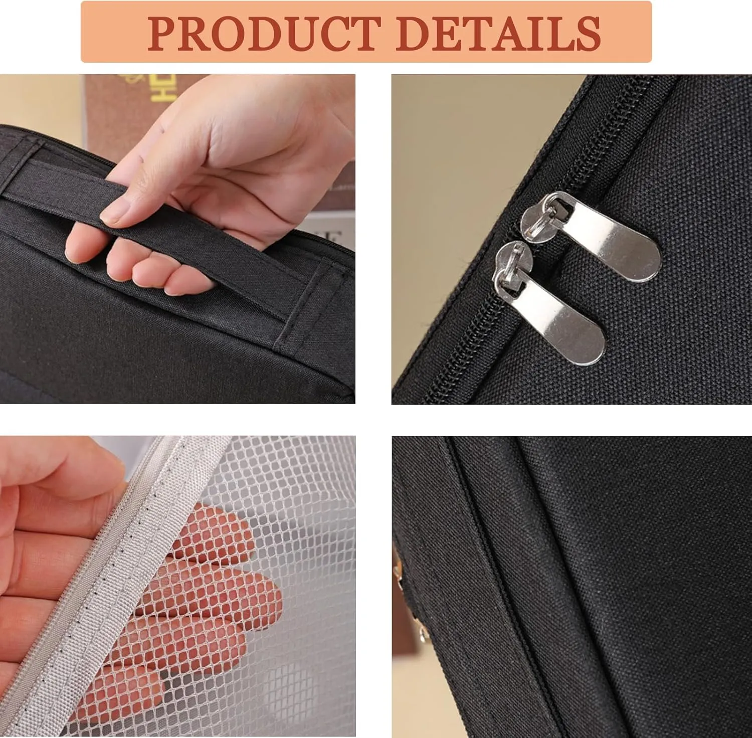 Doresty Makeup Bag, Doresty Standing Makeup Bag  Portable, Large Capacity, Quilted Toiletry Case for Women, Waterproof Multifunctional Make up Bags (Black)