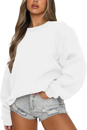Fanway&EC Women's Long Sleeve Sweatshirt Casual Crewneck Oversized Pullover Hoodies Fall Tops