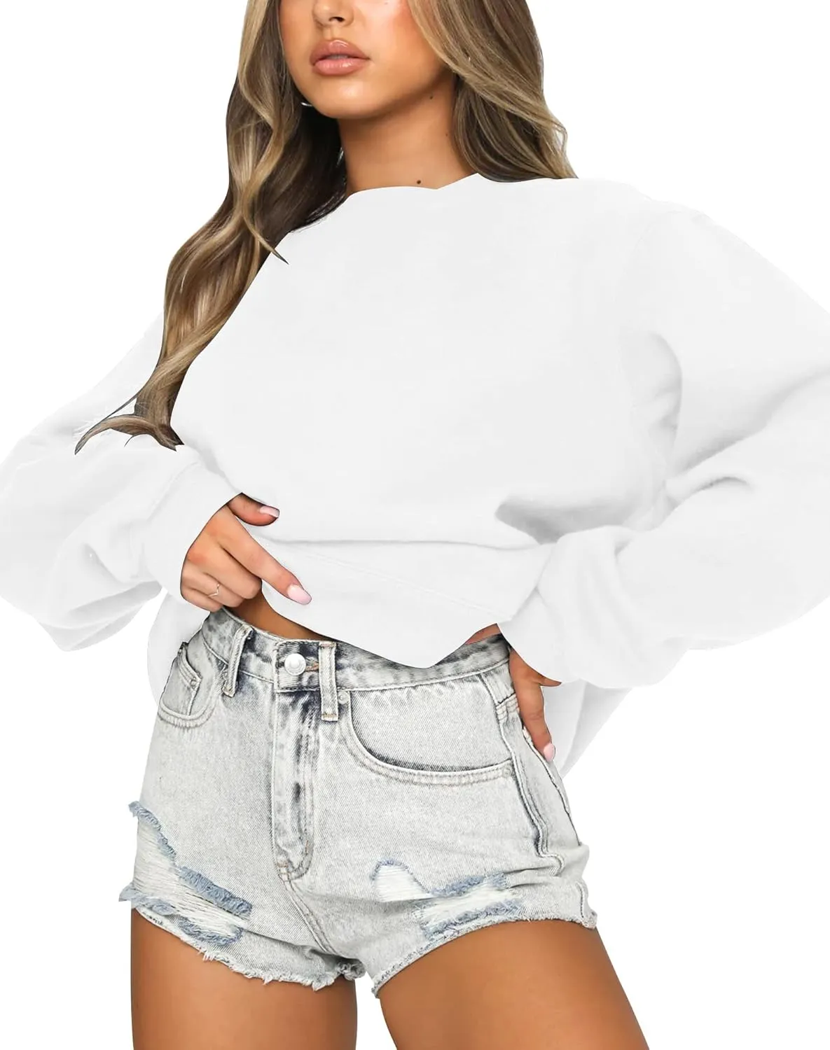 Fanway&EC Women's Long Sleeve Sweatshirt Casual Crewneck Oversized Pullover Hoodies Fall Tops