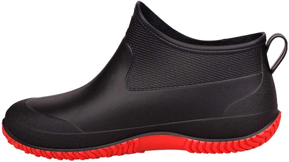 FENIKUSU Men's Waterproof Rain Boots Ankle High Antiskid Garden Kitchen Work Shoes with Comfortable Insole