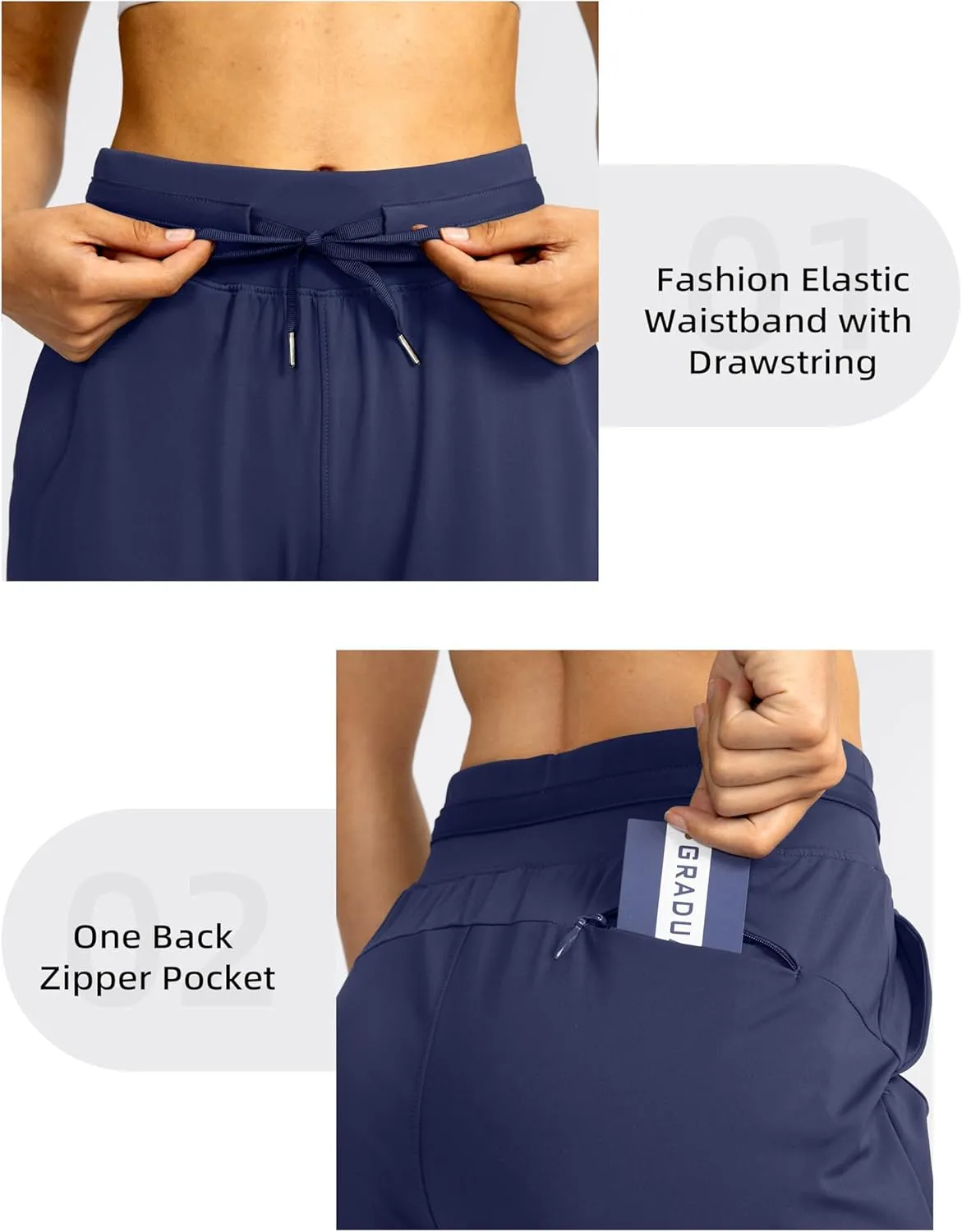 G Gradual Women's Joggers Pants with Zipper Pockets High Waisted Athletic Tapered Sweatpants for Women Workout Lounge
