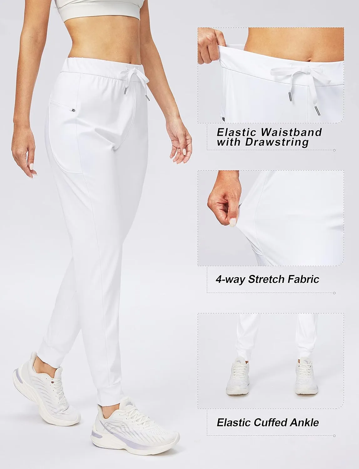 G Gradual Women's Joggers Pants with Zipper Pockets Stretch Tapered Athletic Joggers for Women Lounge, Jogging, Workout