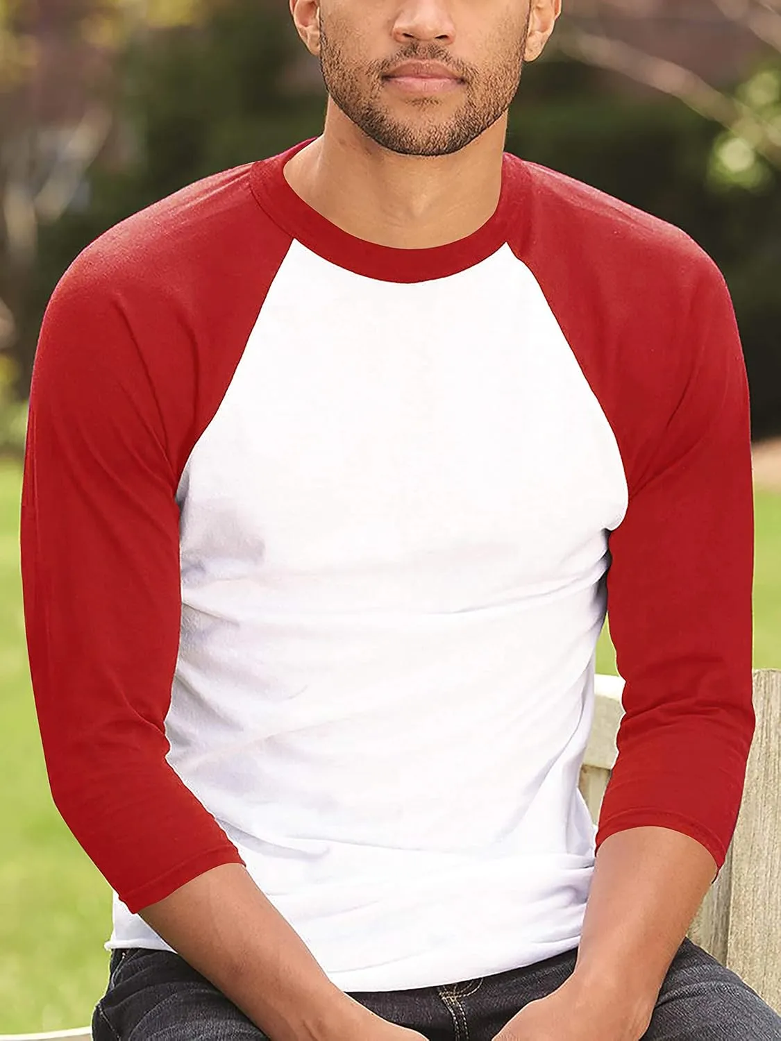 Hat and Beyond Mens Vintage Baseball Raglan 3/4 Sleeve Plain Casual Tee Basic Active T Shirts