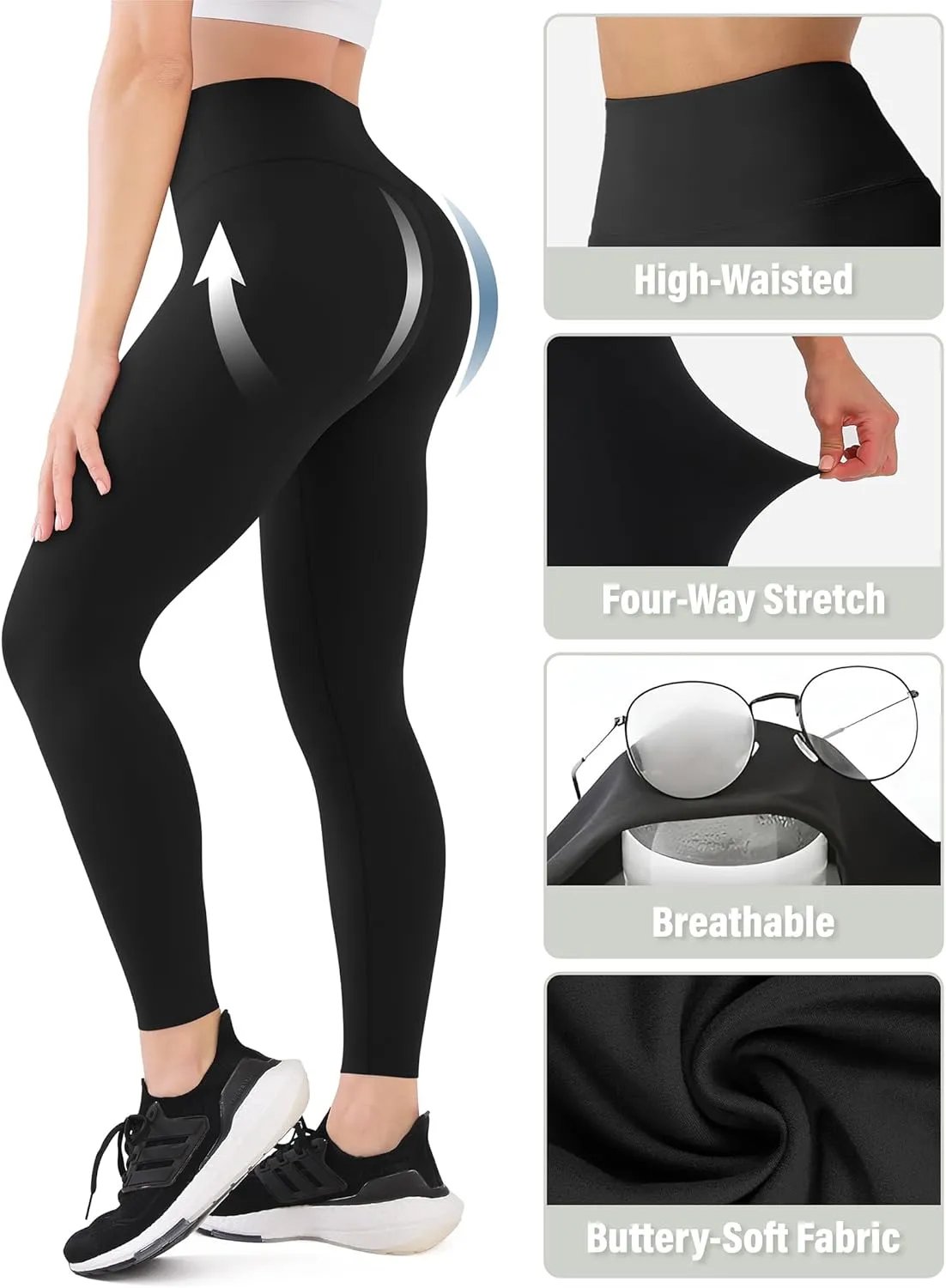 High Waisted Leggings for Women, Tummy Control Leggings No See Through Workout Yoga Pants