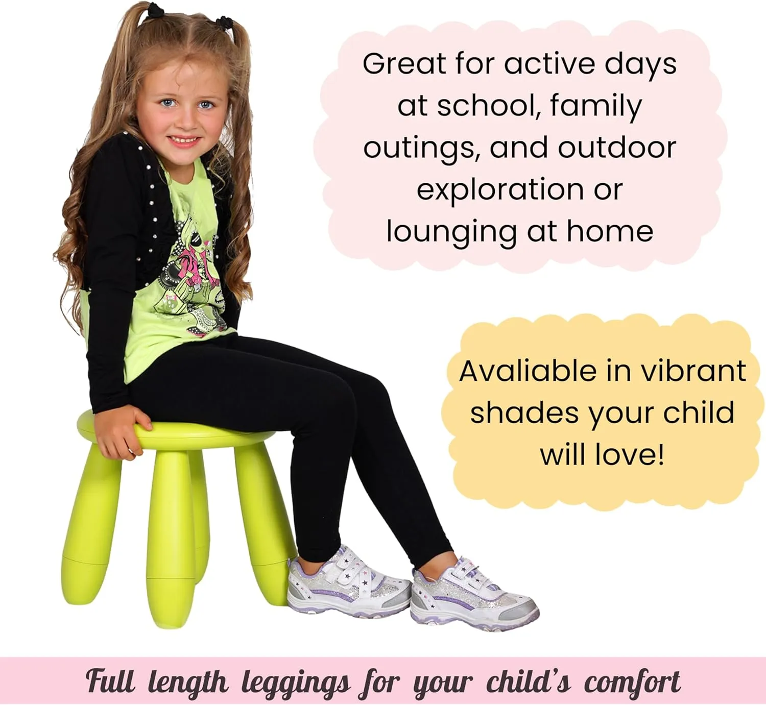 hi!mom Girls Cotton Leggings Kids Pants Plain Full Length Children Trousers Age 2-13