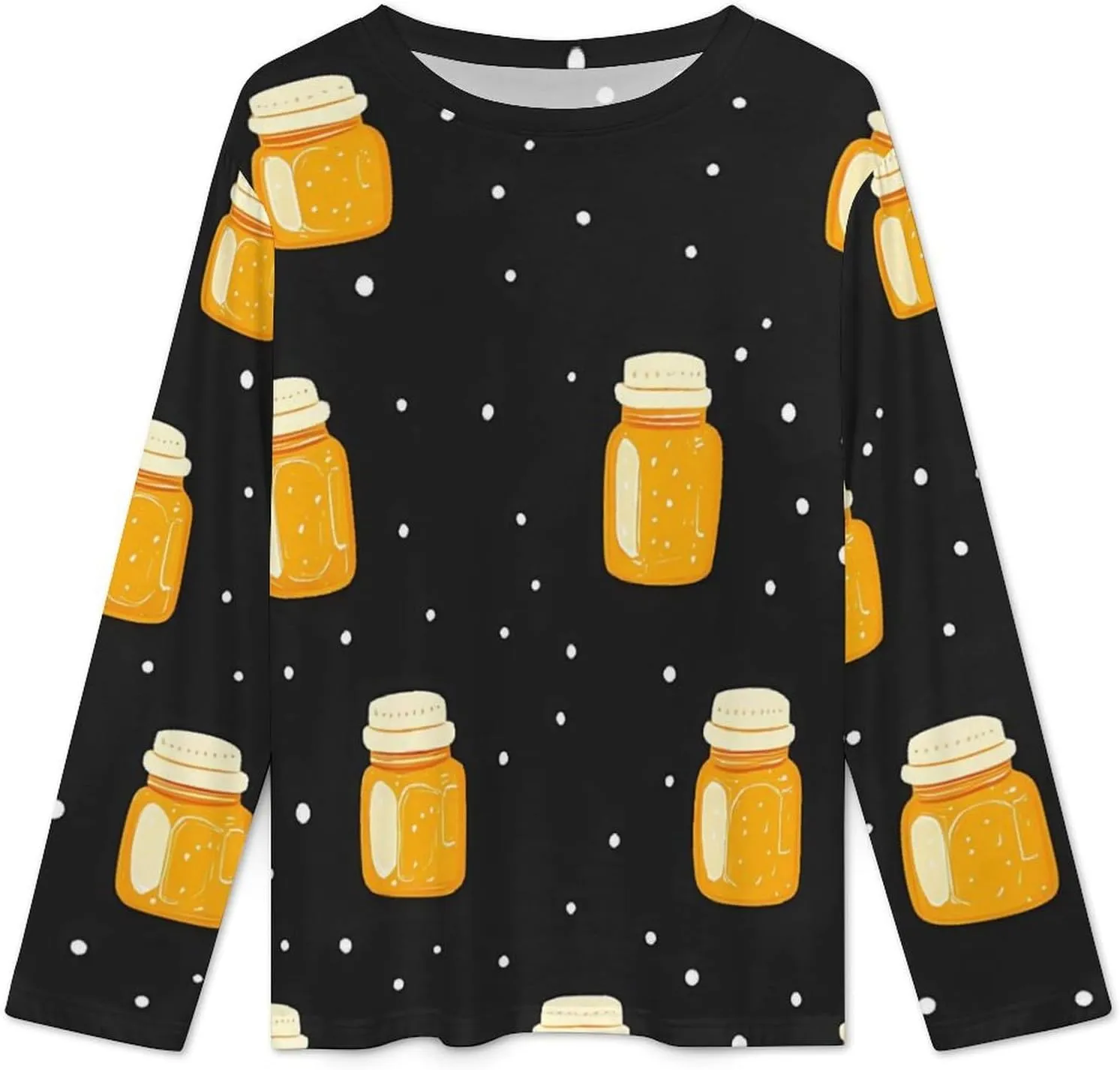Honey Jar Polka Dots Women's Pajama Set Long Sleeve T-shirts Top & Pant Comfort Sleepwear Loungewear