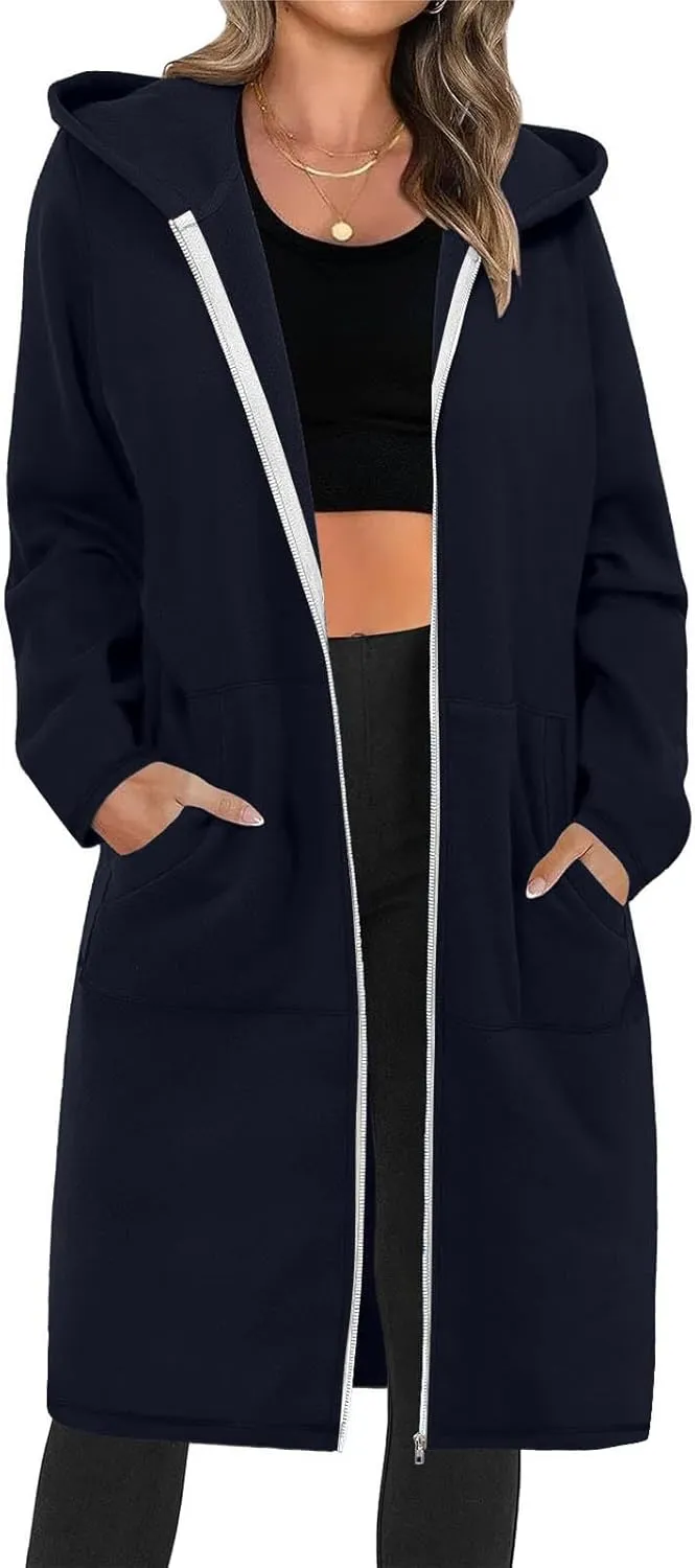 Hoodies for Women Fall Fashion Sweatshirts Casual Lightweight Long Zipper Oversized Full Zip Up Jacket with Pockets