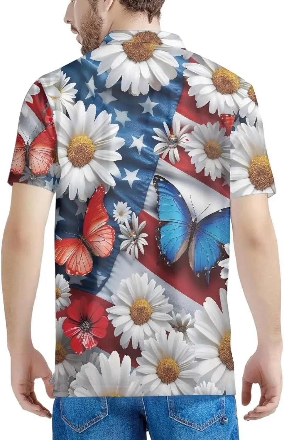 HUGS IDEA Pineapple Pattern Men's Short Sleevee Pique Hawaiian T-Shirts