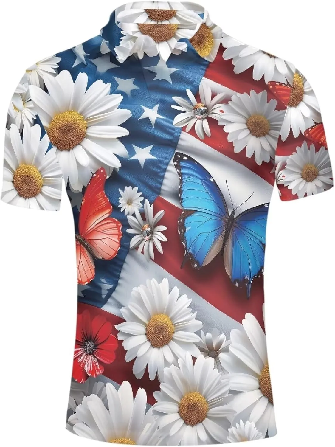 HUGS IDEA Pineapple Pattern Men's Short Sleevee Pique Hawaiian T-Shirts