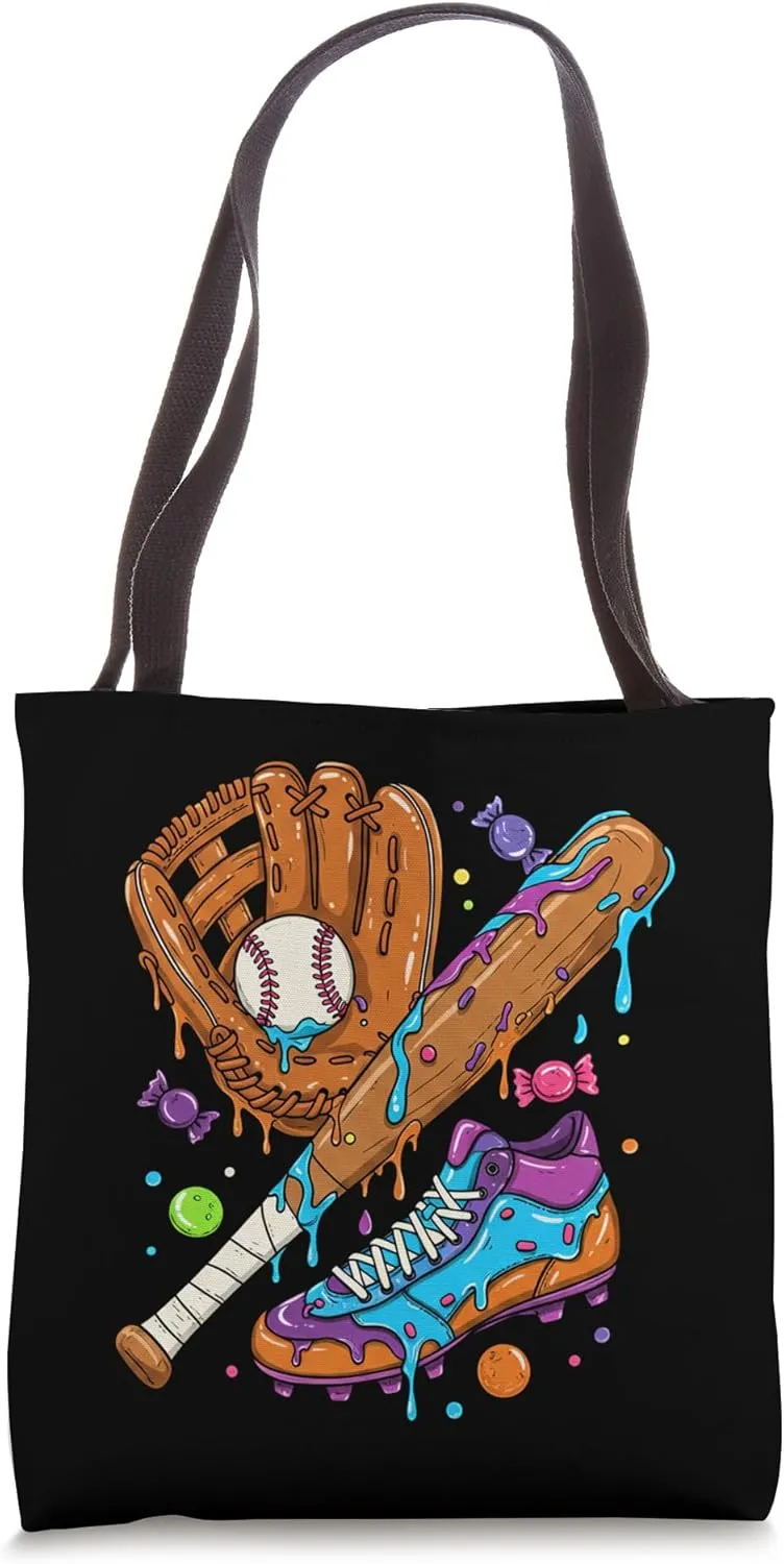 Ice Cream Drip Baseball Stuff Baseball Drip For Boys Graphic Tote Bag
