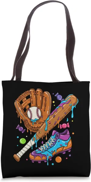Ice Cream Drip Baseball Stuff Baseball Drip For Boys Graphic Tote Bag