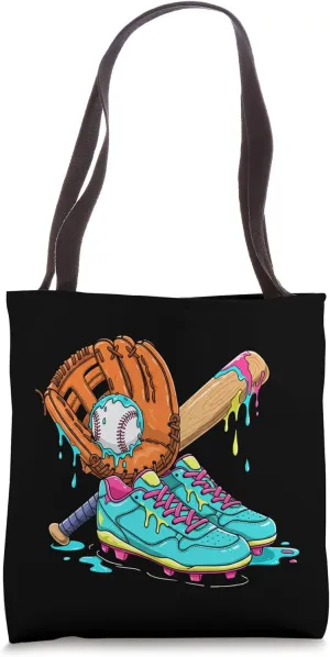 Ice Cream Drip Baseball Stuff Baseball Drip For Boys Graphic Tote Bag