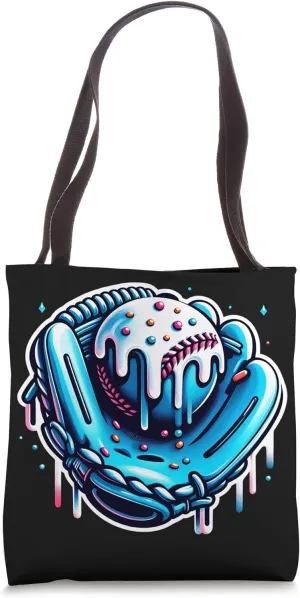 Ice Cream Drip Baseball Stuff Baseball Drip For Boys Graphic Tote Bag