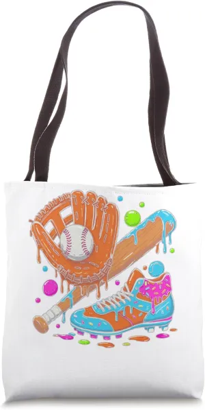 Ice Cream Drip Baseball Stuff Baseball Drip For Boys Graphic Tote Bag