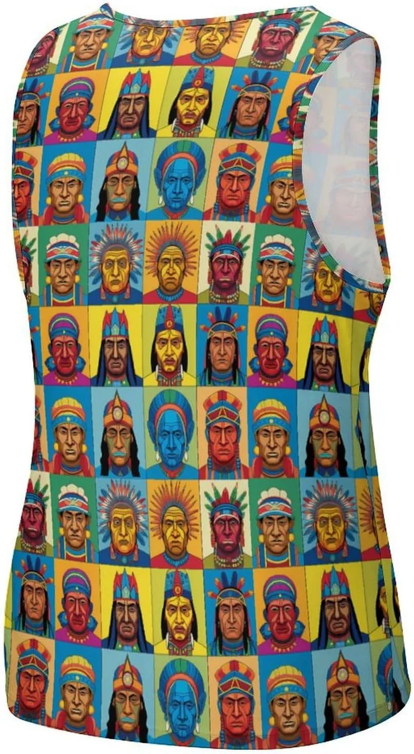 Indian Head Portraits Mens Tank Top Undershirt Sleeveless Gym Vest Workout T-Shirts