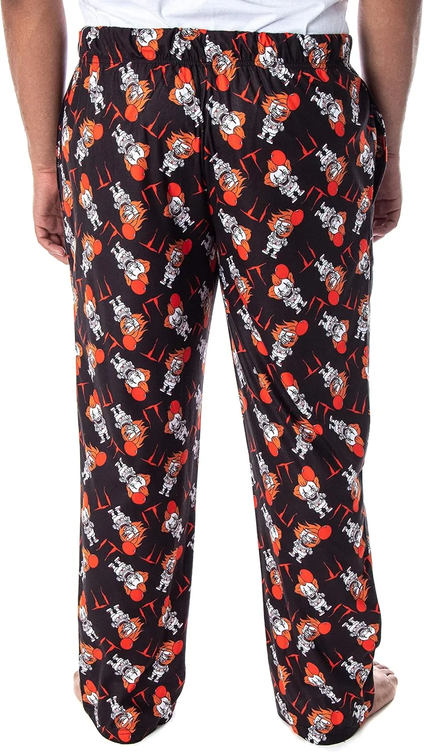 IT The Movie Men's Pennywise The Clown Character All-Over Print Horror Movie Sleep Pajama Pants Loungewear