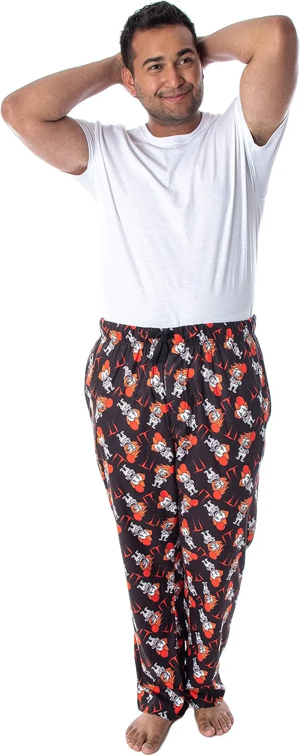 IT The Movie Men's Pennywise The Clown Character All-Over Print Horror Movie Sleep Pajama Pants Loungewear