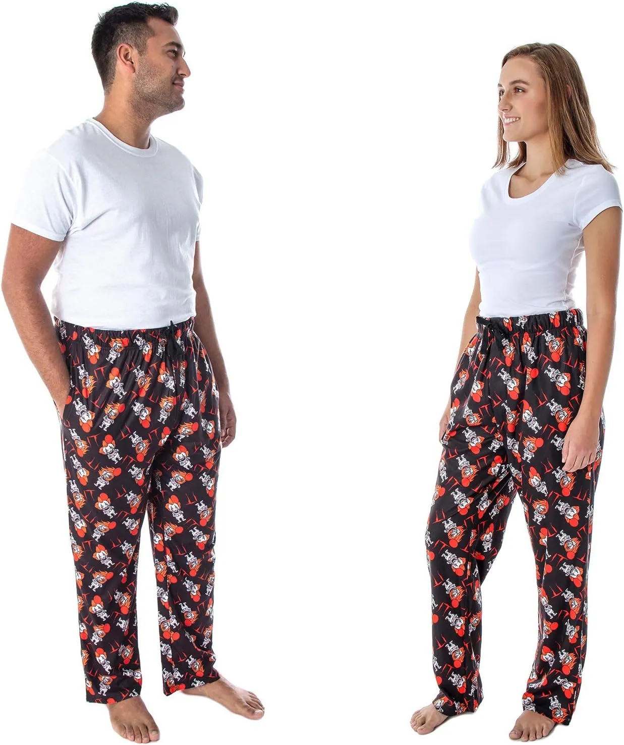 IT The Movie Men's Pennywise The Clown Character All-Over Print Horror Movie Sleep Pajama Pants Loungewear