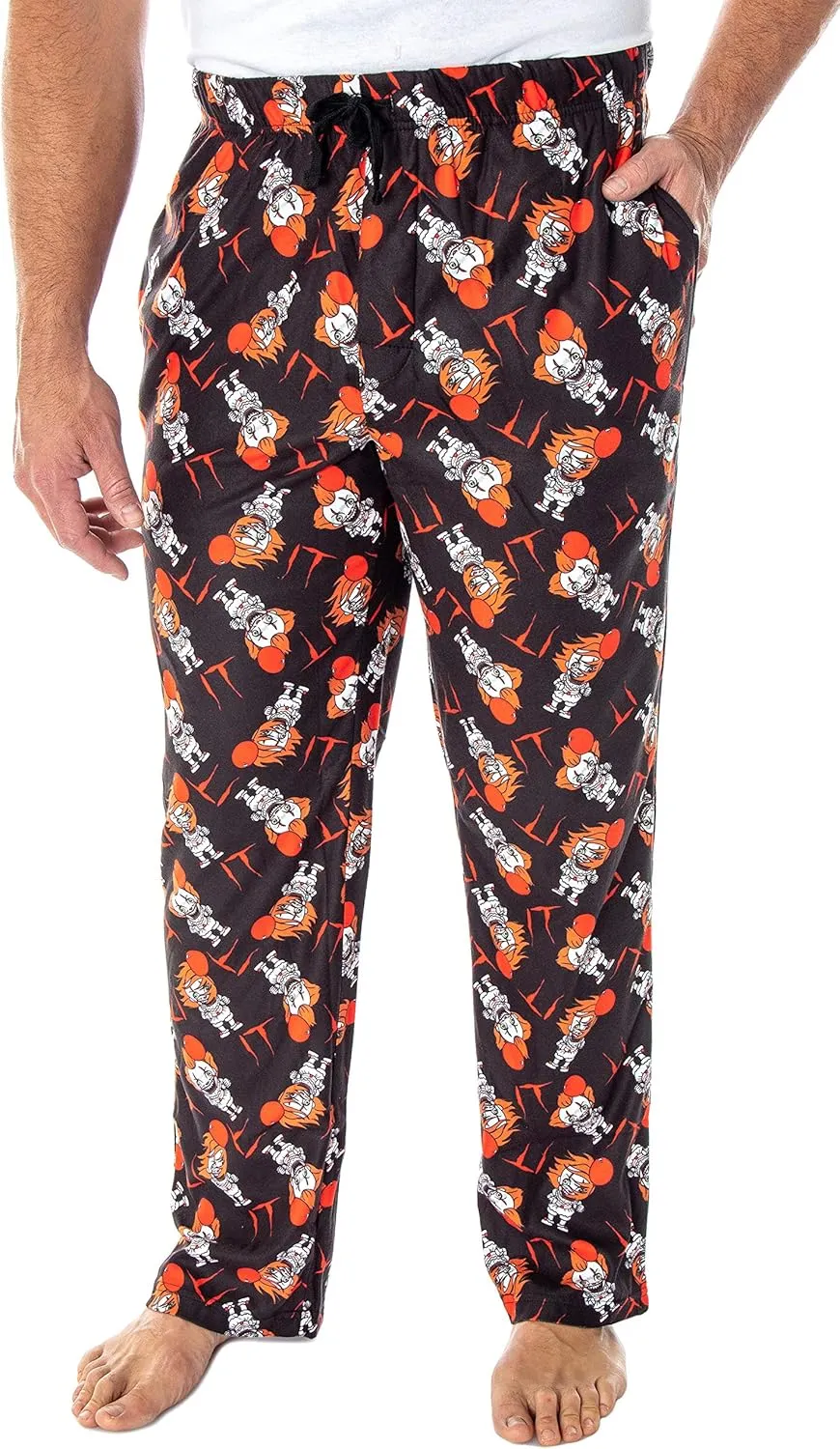 IT The Movie Men's Pennywise The Clown Character All-Over Print Horror Movie Sleep Pajama Pants Loungewear