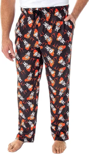 IT The Movie Men's Pennywise The Clown Character All-Over Print Horror Movie Sleep Pajama Pants Loungewear