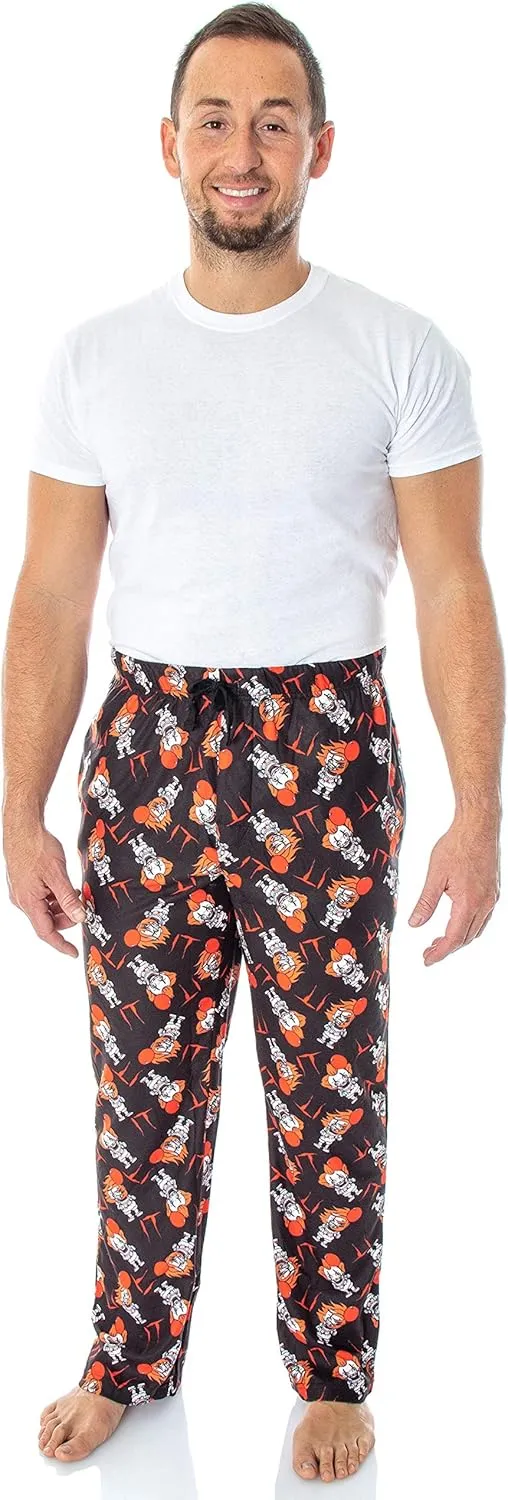 IT The Movie Men's Pennywise The Clown Character All-Over Print Horror Movie Sleep Pajama Pants Loungewear