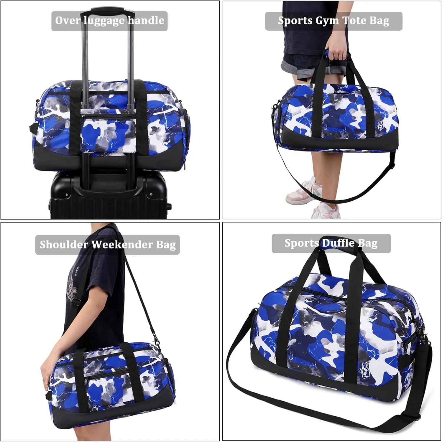 JIANYA Kids Overnight Duffle Bag Boys Sports Bag Gymnastics Bag with Shoe Compartment & Wet Pocket, Carry On Sleepover Bag Gym Bag for Kid Boys